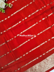 BANARASI RUSSIAN CREPE SAREE RED