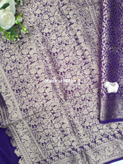 BANARASI RUSSIAN CREPE SAREE PURPLE