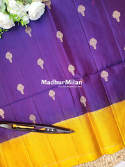STRIPES BORDER BUTTA SOFT SILK SAREE PURPLE YELLOW