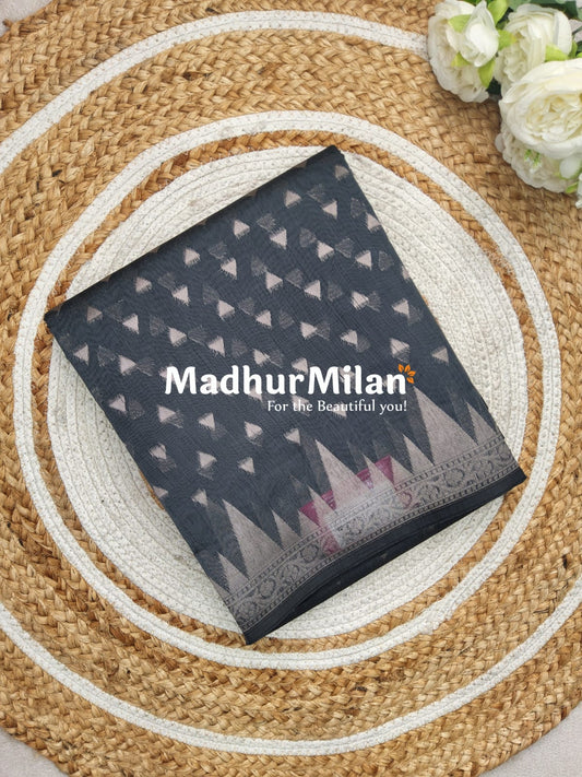 KOVAI TEMPLE SILK COTTON SAREE DUSTY GREY