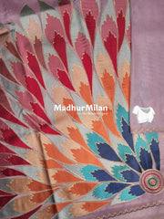 FLORAL EMBROIDERY TISSUE ORGANZA SAREE DUSTY ROSE