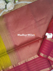 UPPADA SOFT SILK SAREE LIME GREEN PEACH