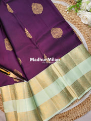 KANCHI BUTTA BENTEX BORDER SAREE PURPLE PISTA
