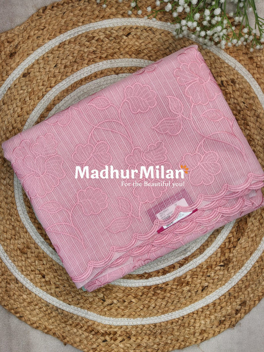 KOTA DORIA EMBROIDERY WORK SAREE PINK