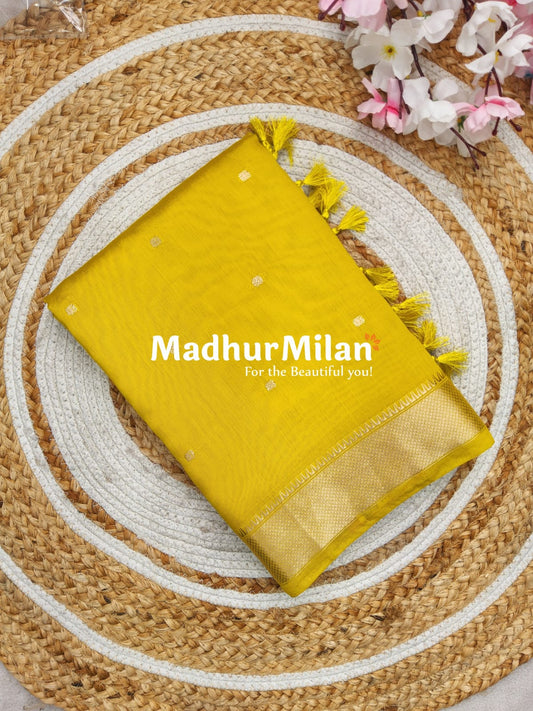 BORDER BUTTA WEAVE SAREE YELLOW