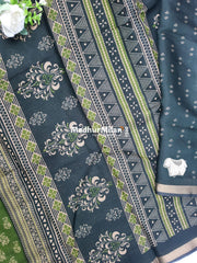 BAGRU PRINT KAJU SILK SAREE GREEN