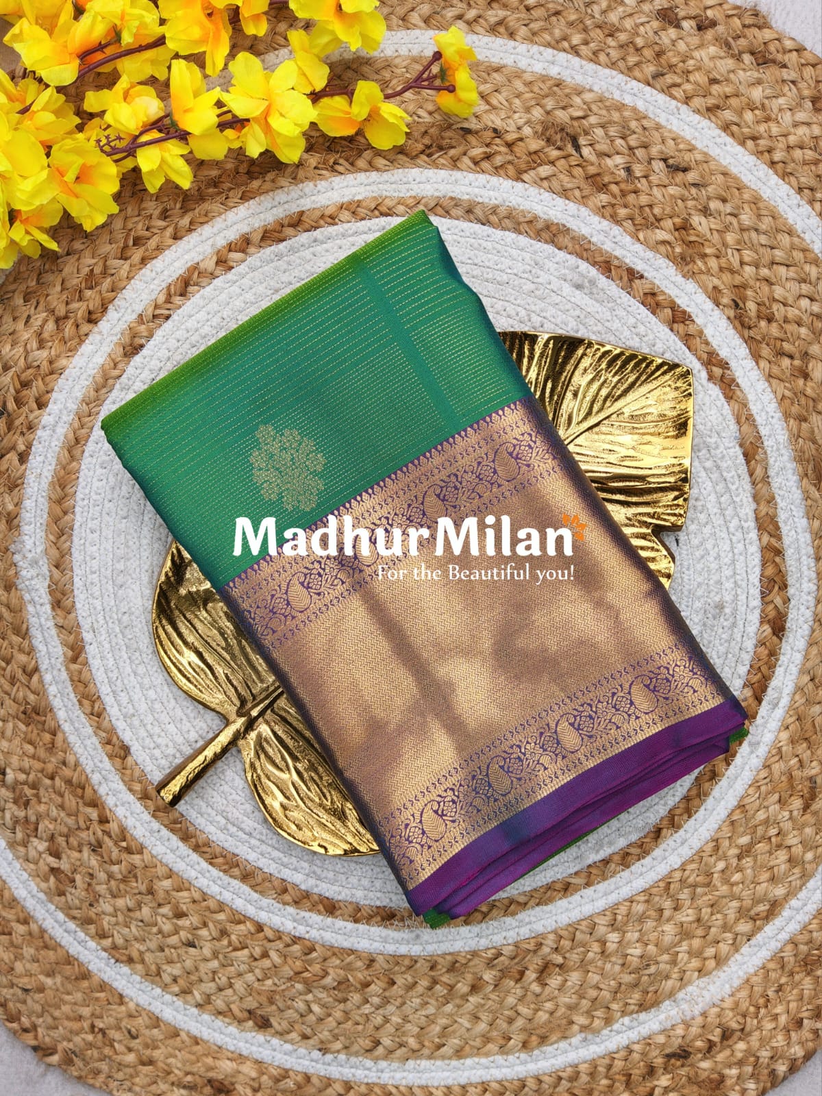 KORVAI TISSUE CHECKS BUTTA BORDER SAREE RAMA PURPLE