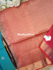 BUTTA CHECKS BORDER SOFT SILK SAREE RAMA PEACH
