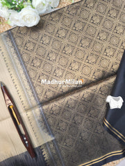 STRIPES BUTTA SOFT SILK SAREE CREAM BLACK