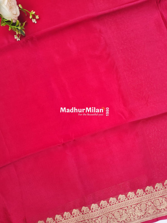 BANARASI RUSSIAN CREPE SAREE PINK