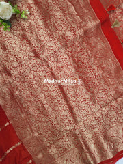 BANARASI RUSSIAN CREPE SAREE RED