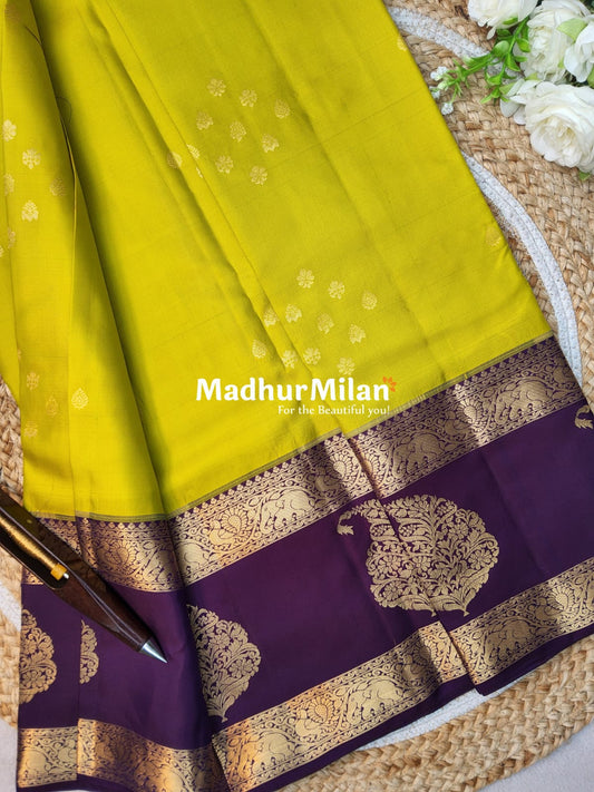 KANCHI BUTTA BENTEX BORDER SAREE LEMON WINE