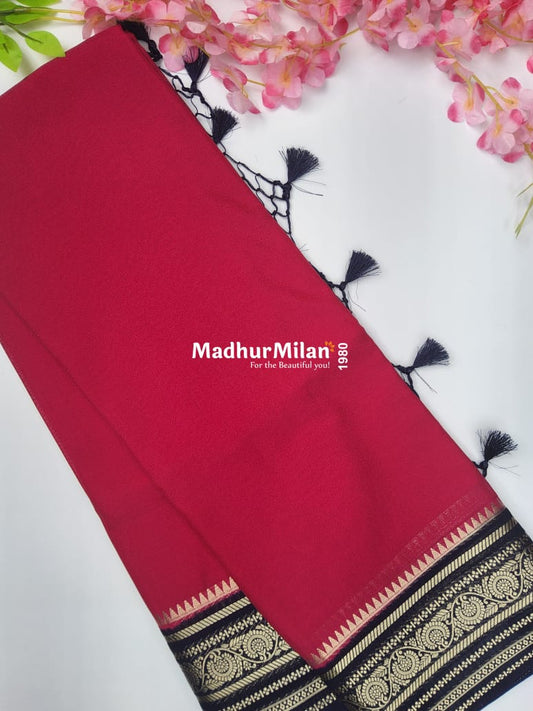 SEMI CREPE SILK SAREE PINK NAVY BLUE