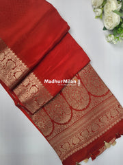 BANARASI RUSSIAN CREPE SAREE RED
