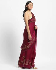 Empress Embroidered Saree Red