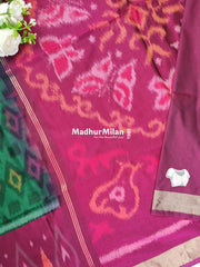 RUBY PATTOLA SILK TISSUE BORDER GREEN PINK