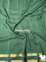 MAYRA BANARASI CREPE BENTEX BORDER GOLD SAREE JARI GREEN