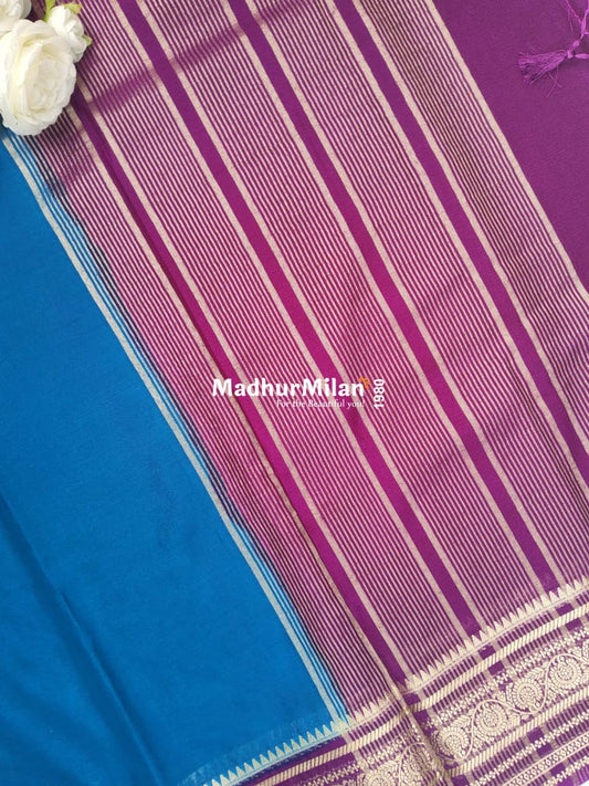 SEMI CREPE SILK SAREE PEACOCK PURPLE