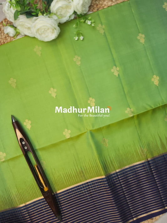 STRIPES BORDER BUTTA SOFT SILK SAREE PISTA PURPLE