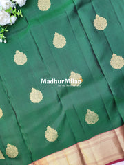KANCHI BUTTA BORDER SAREE GREEN MAROON