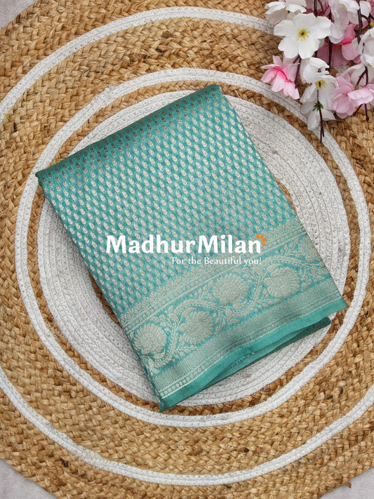 BANARASI SEMI GEORGETTE SAREE DUSTY RAMA