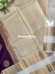 KANCHI BUTTA BENTEX BORDER SAREE PURPLE CREAM