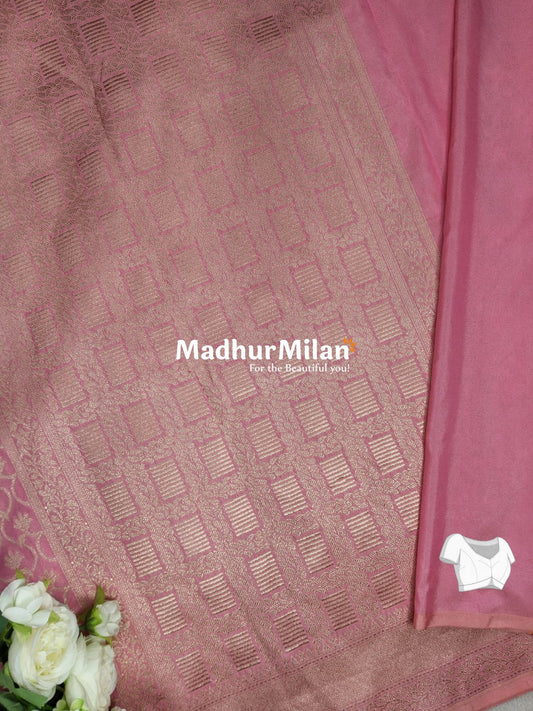 CHARVI BANARASI CREPE SILK SAREE FLAMINGO