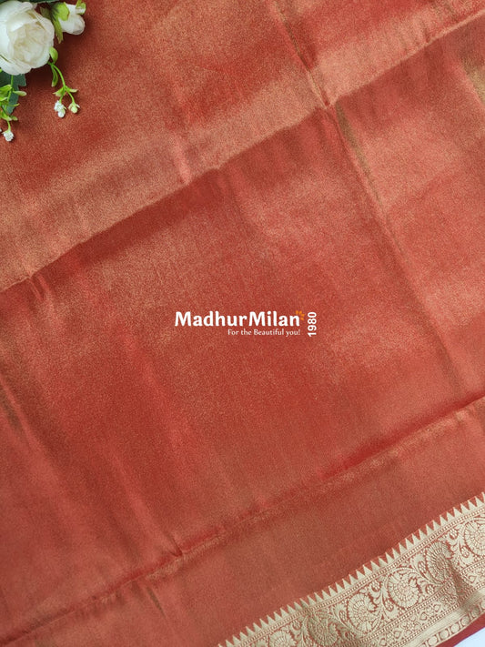 BANARASI TISSUE ORGANZA SAREE ORANGE