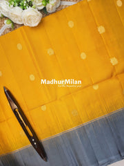 BUTTA BORDER SOFT SILK SAREE MUSTARD GREY