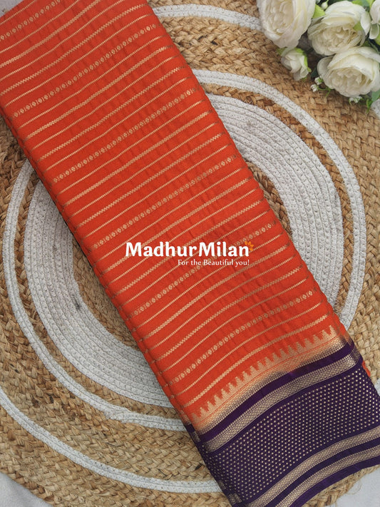 SEMI MYSORE CREPE SAREE ORANGE