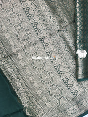 MAYA BANARASI RUSSIAN CREPE SAREE GREEN