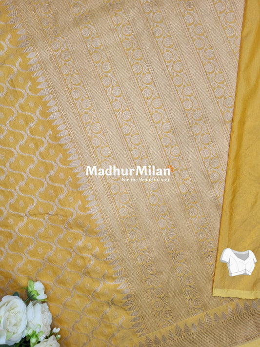 CHARVI BANARASI CREPE SILK SAREE YELLOW