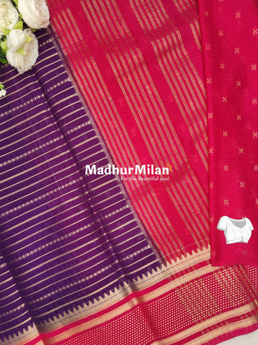 SEMI MYSORE CREPE SAREE PURPLE