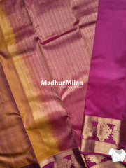 BENTEX BIT BUTTA 6 LINE CHECKS BORDER SAREE GOLDEN PINK BORDER