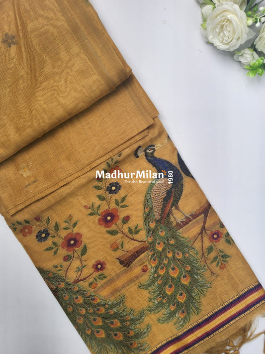 PEACOCK KOVAI COTTON SAREE GOLD