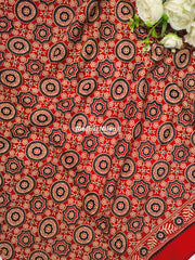 AJRAKH PRINT GAJI MODAL SAREE RED