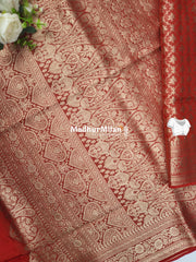 MAYA BANARASI RUSSIAN CREPE SAREE RED