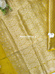 BANARASI BUTTA RUSSIAN CREPE SAREE LEMON YELLOW