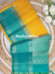 UPPADA SOFT SILK SAREE GOLD YELLOW AQUA