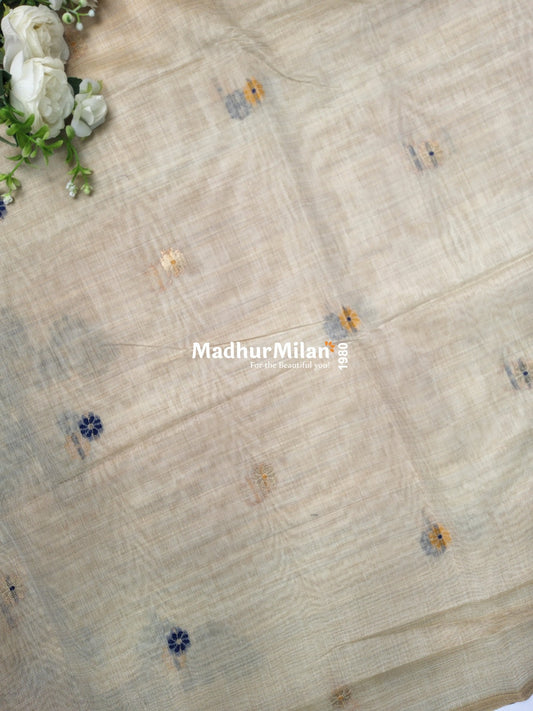 SPARROW KOVAI COTTON SAREE CHIKU NAVY BLUE