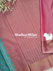 RUBY TUSSER SILK SAREE DUSTY RAMA PINK