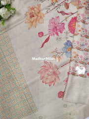 SEMI TUSSER EMBROIDERY BORDER SAREE GREEN