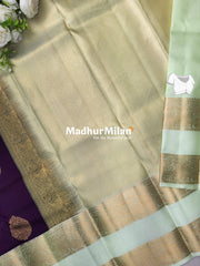 KANCHI BUTTA BENTEX BORDER SAREE VIOLET PISTA