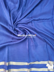 MAYRA BANARASI CREPE BENTEX BORDER GOLD JARI SAREE ROYAL BLUE