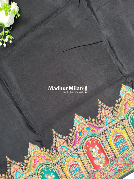 PASHMINA BROCADE SAREE BLACK