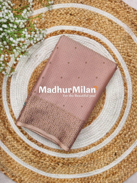 RUBY TUSSER SILK SAREE DUSTY PEACH RAMA