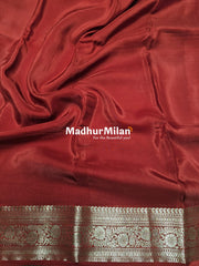 MAYA BANARASI CREPE PLAIN BODY GOLD JARI BORDER SAREE BRICK RED