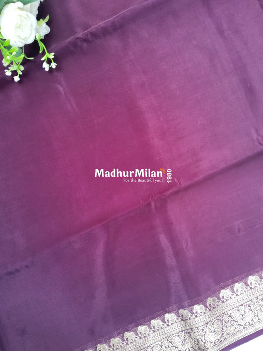 BANARASI RUSSIAN CREPE SAREE WINE