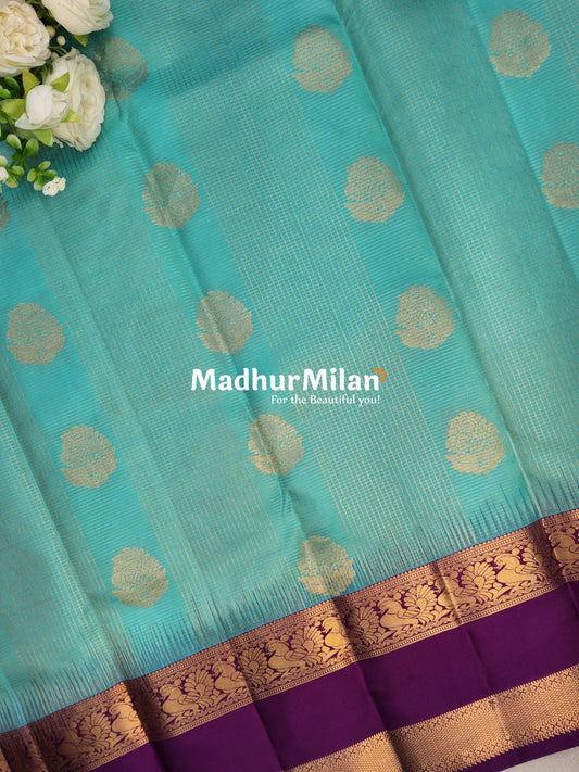 KANCHI CHECKS BENTEX BORDER SAREE RAMA PURPLE