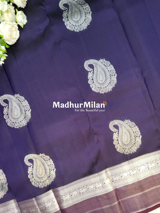 KANCHI BUTTA BORDER SAREE PURPLE WINE